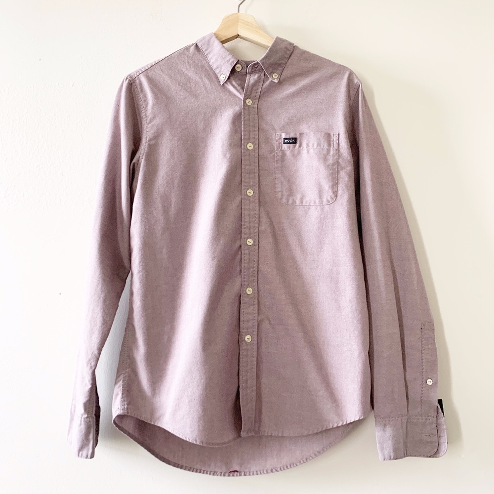 RVCA Mens Slim Fit Sz Small Red Button Down Shirt